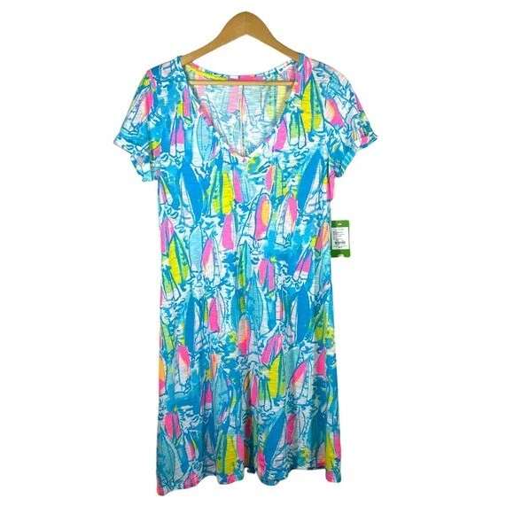 Lilly Pulitzer Short Sleeve Jessica Dress in Multi Beach and Bae
