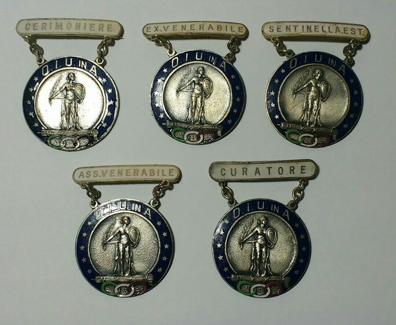Vtg Lot 5 Italian American ODD FELLOWS O.I.U. in A. IOOF MEDALS RARE Pins 