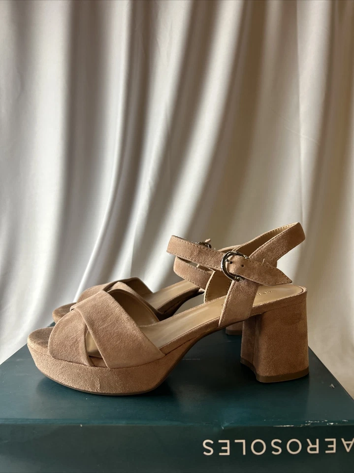 Aerosoles Cosmos Womens Pink Suede Heeled Strappy Sandals Size 9W - Imagem 4 de 4