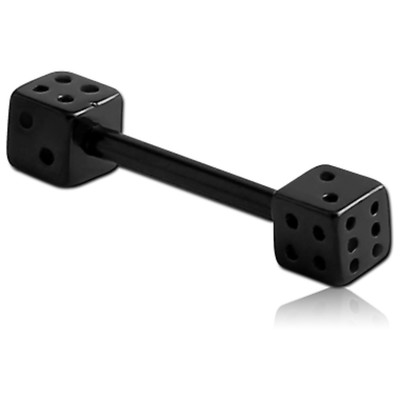 Piercing Barbell Motiv WÜRFEL BLACKLINE Industrial Brustpiercing Zunge Intim
