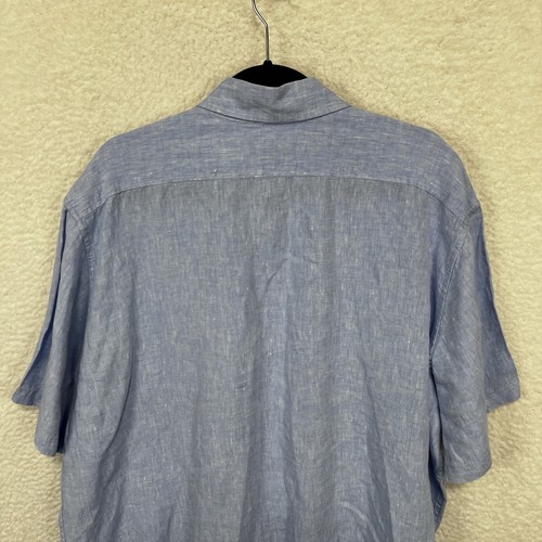 L.L. Bean Slightly Fitted Linen Shirt Men’s 2XL Tall Blue Button Up Short Sleeve - Picture 8 of 9