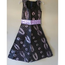 AFRICAN Handmade Ankara Dress Kaftan Midi Sleeveless Sequins Purple Ethnic