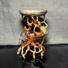 Wooden Display Stand made of Padauk, handmade sculpture, core wood, size 8.2"