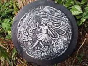 Fairy on mushroom stepping stone mold plaster concrete mould 10/" x 1/" thick