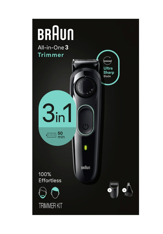 Braun All-In-One 3 Style Kit Series 3 - 3in 1 Beard Ear Hair Trimmer Clipper Kit
