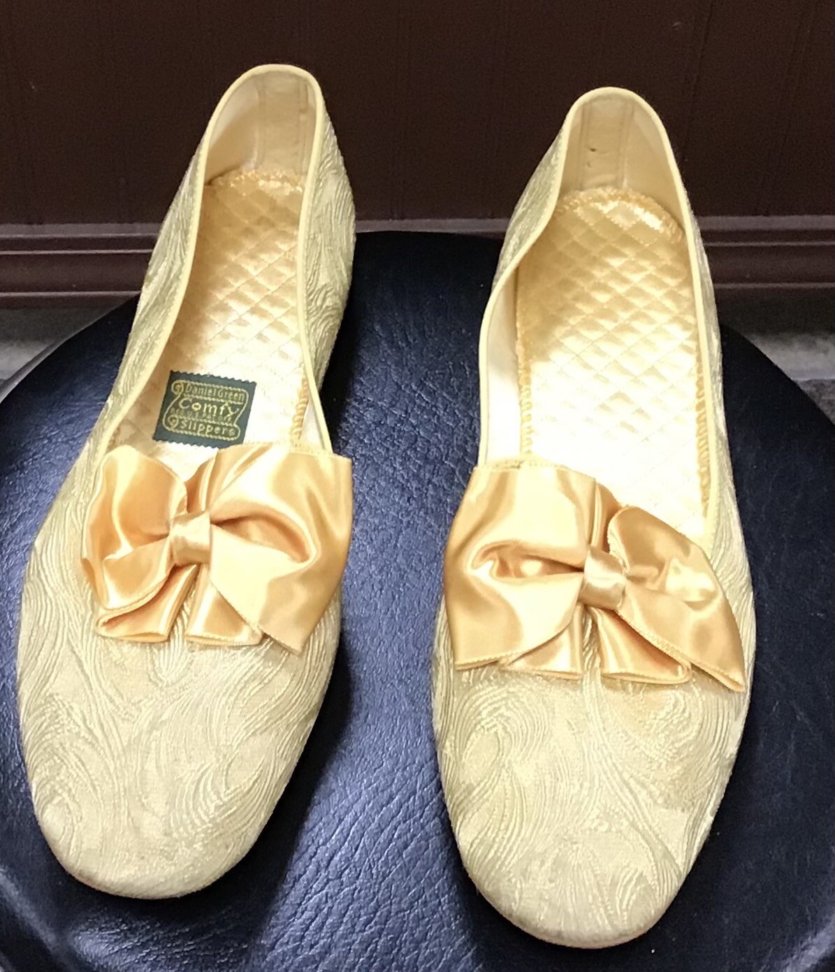 PANTOFOLA D’ORO Pantofole comode vintage YellowDaniel verdi taglia 7 scarpa da casa made in USA