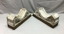 Paire de supports de toit anciens shabby blanc bois gros corbeille vieux vintage chic 873-23B
