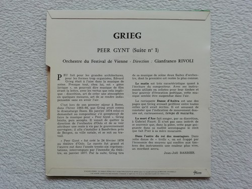 45T 7" GRIEG/ORCHESTRE DE VIENNE/GIANFRANCO RIVOLI "Peer Gynt" VG++/VG+ ) - Picture 2 of 2