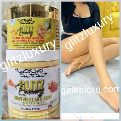 Glitzluxury Yellow sisi Exfoliating Scrub & snow white Anti Aging molato Soap  
