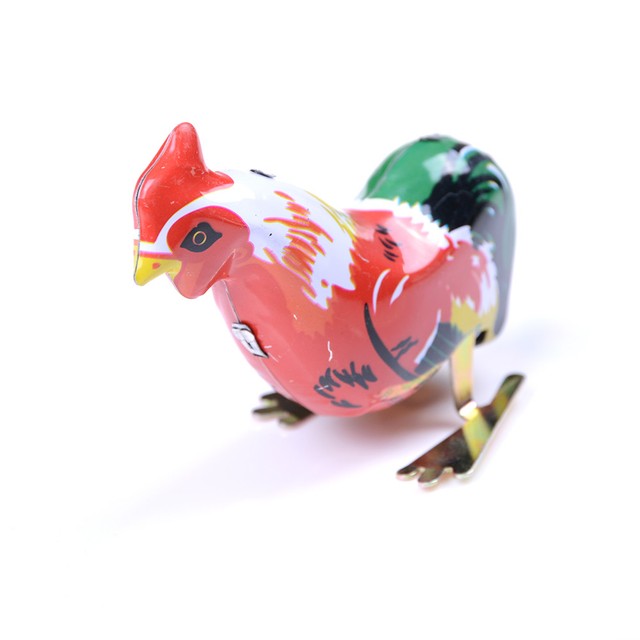 Vintage Wind up Metal Cock Rooster Animal Clockwork Tin Toy Collectible