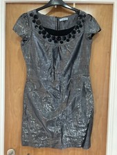Debenhams Red Herring Ladies Size 8 Silver Lurex Sequin Dress