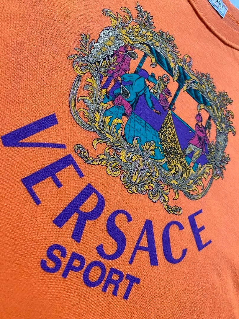 VERSACE SPORT Glitter Logo Print T-shirt 48 Orange Men | eBay