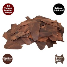 ELW 5-6 oz 2-2.4mm Cowhide Leather Scraps Full Grain Bourbon Brown