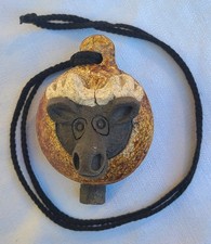 Vintage Carved Moose Whistle Necklace