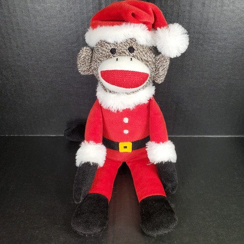 Aurora Santa Claus Sock Monkey Plush 12" Stuffed Animal Christmas Soft Toy - Picture 1 of 8