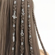 Hair Braids Beads Rings Clips Silver Feather Heart Star Dreadlock Cuffs Jewelry