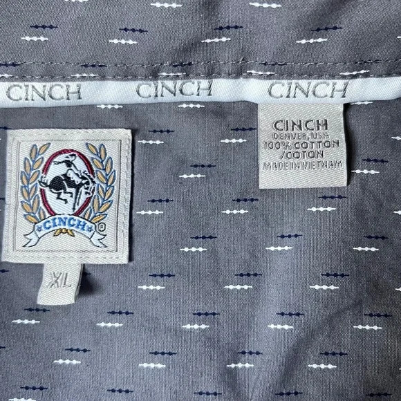 Cinch Gray Geometric Pattern Button-Down Western … - image 5