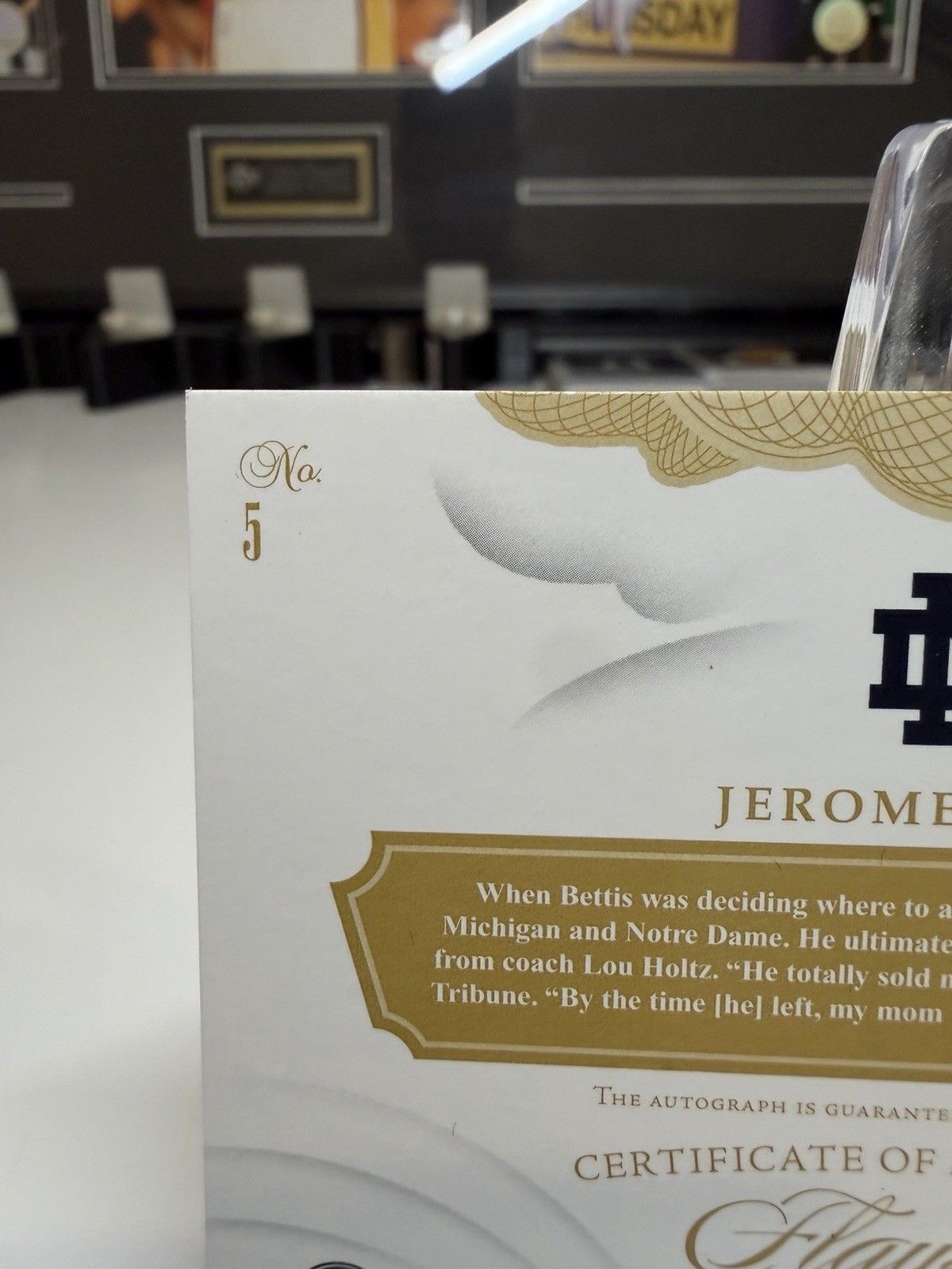 2019 Flawless Collegiate Team Slogan Gold 10/10 Jerome Bettis Auto Notre Dame ☘️ view 7