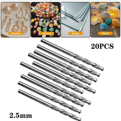 20PCS 2.5mm Diamond Twist Drill Bit for Drill Holes in Gemstones/Glass/Jewelry