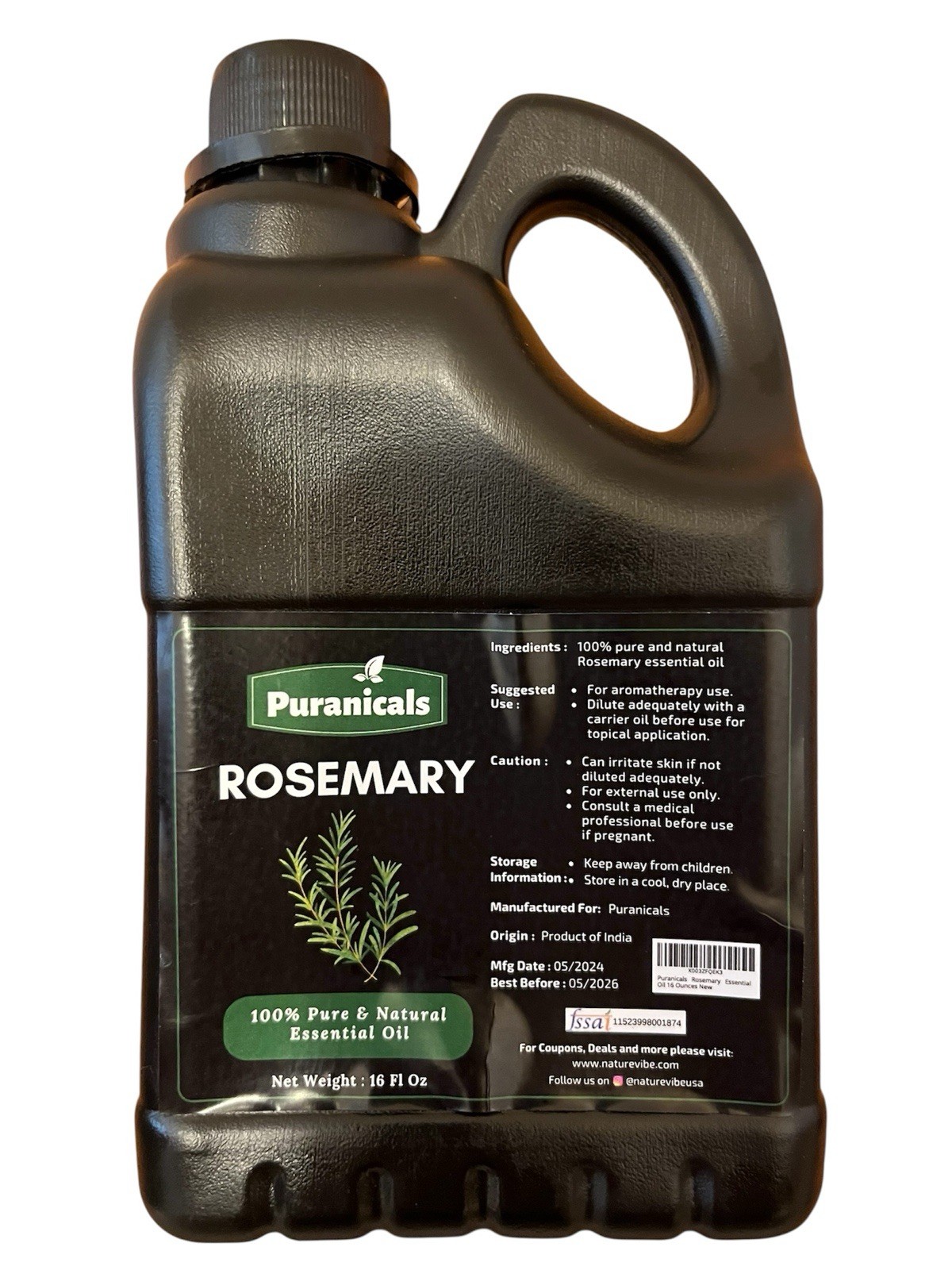 Rosemary Oil  100% Pure &Natural essential  Oil Great for Skin&Hair 16 fl oz