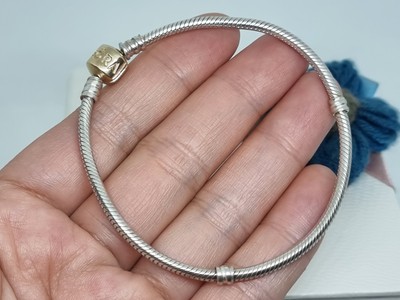 Bangle G585 Ale Genuine PANDORA 14K Solid Gold Clasp Silver Chain