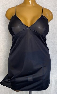 BHS Full Slip Petticoat, Black Slippery Sheer Poly Nylon, UK 16