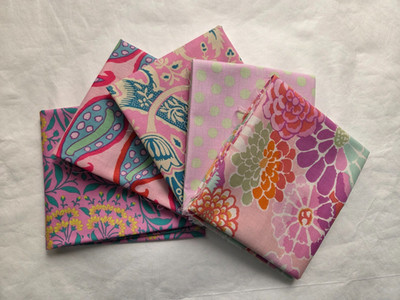 5 Fat Quarters - Pink Kaffe Fassett FQ 18 x 22 100% Cotton Quilting Fabric V 6