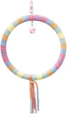 Gradient Colorful Circular Bird Swing - Cotton Rope Hanging Stand Climbing Toy