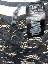 BN Sz XS Guess Womens Black 3/4 Length Sleeve Midi Fishnet Dress