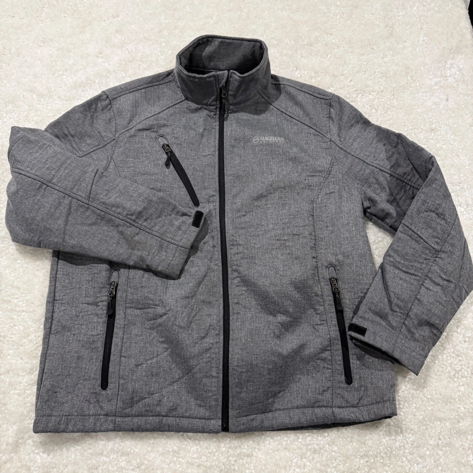 Magellan Outdoors Jacket Mens XL Gray Softshell Fleece Lined Full Zip Hiking image 1