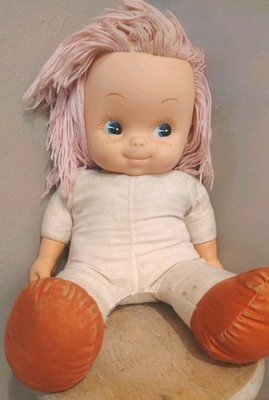 Vintage Life Size Doll Uneeda Plastic Face & Plush Body 1979 Pink Rare HTF 