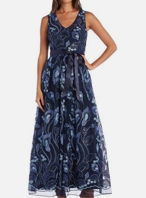 Navy R&M Richards  Long  Size Sleeveless Gown Size 2-4 Nigth Party NWT