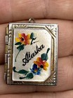 Vintage Alaska Book Locket Pendant Gold Tone Hand painted — photo 1