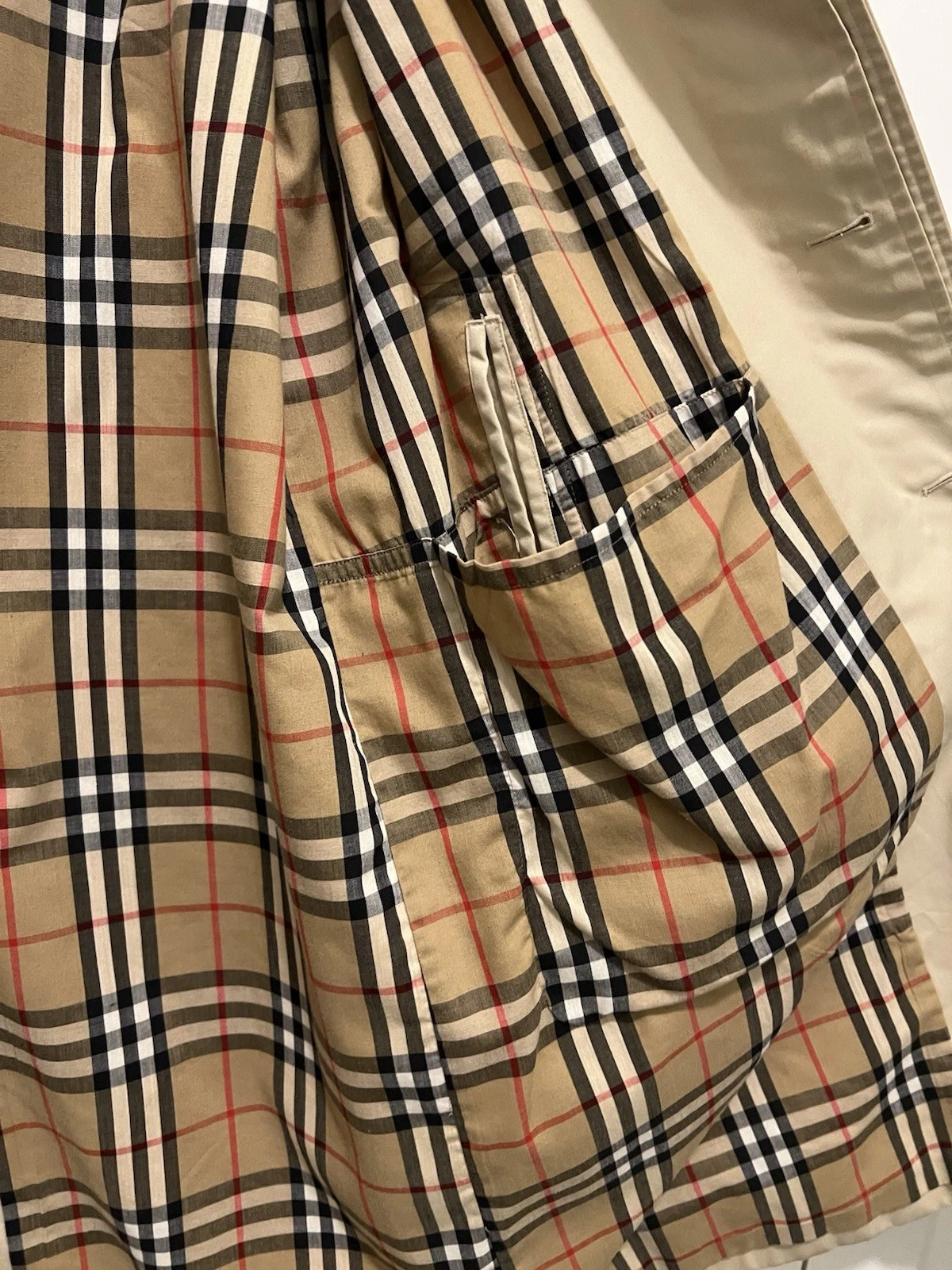 Vtg Burberrys Men’s Beige Long Trench Coat Nova Check Lining no belt - product detail image 12