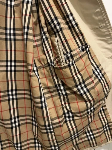 Vtg Burberrys Men’s Beige Long Trench Coat Nova Check Lining no belt image 12