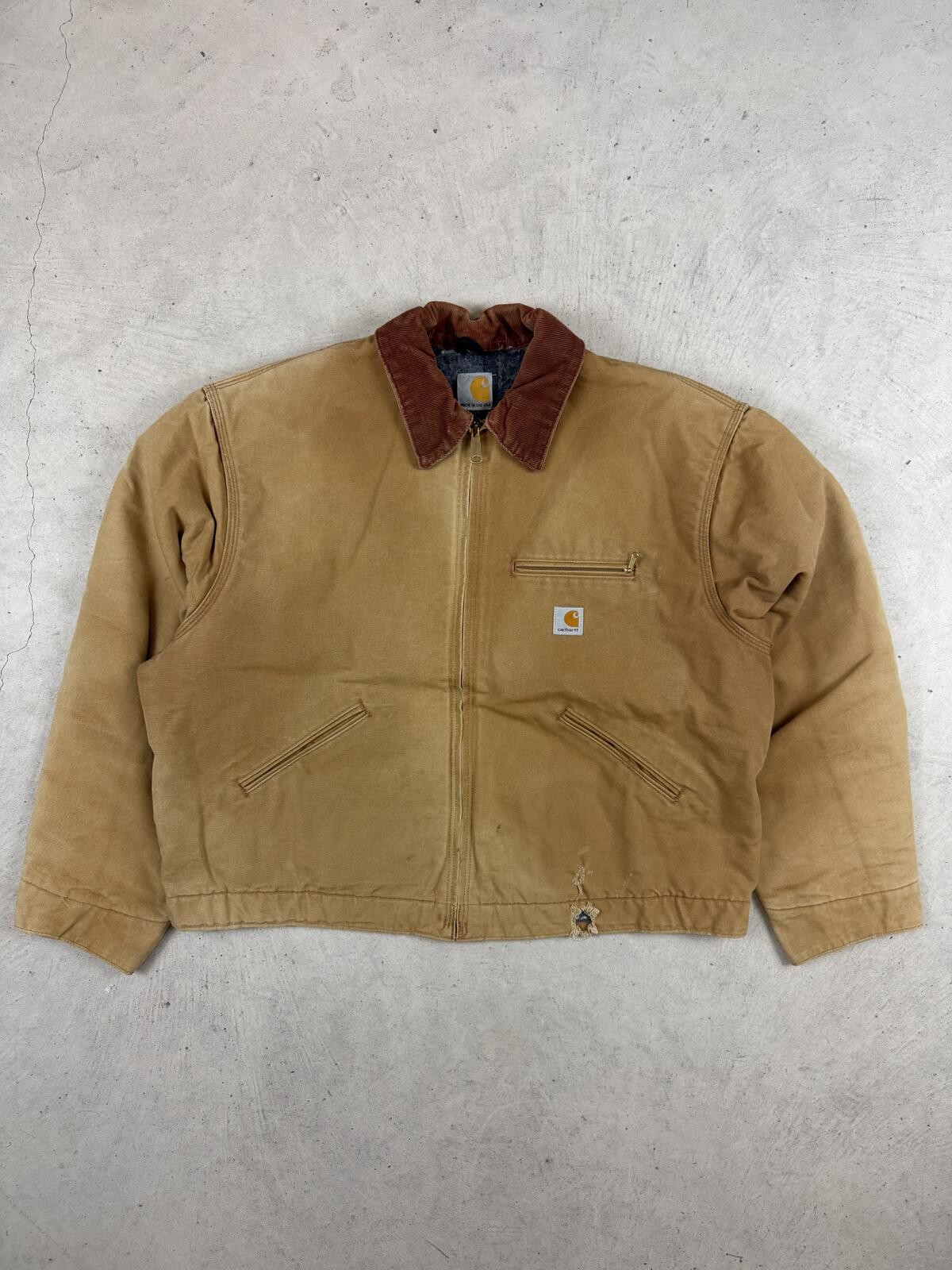 Vintage Carhartt Tan Detroit 90s Cropped Rare Faded Workwear Jacket