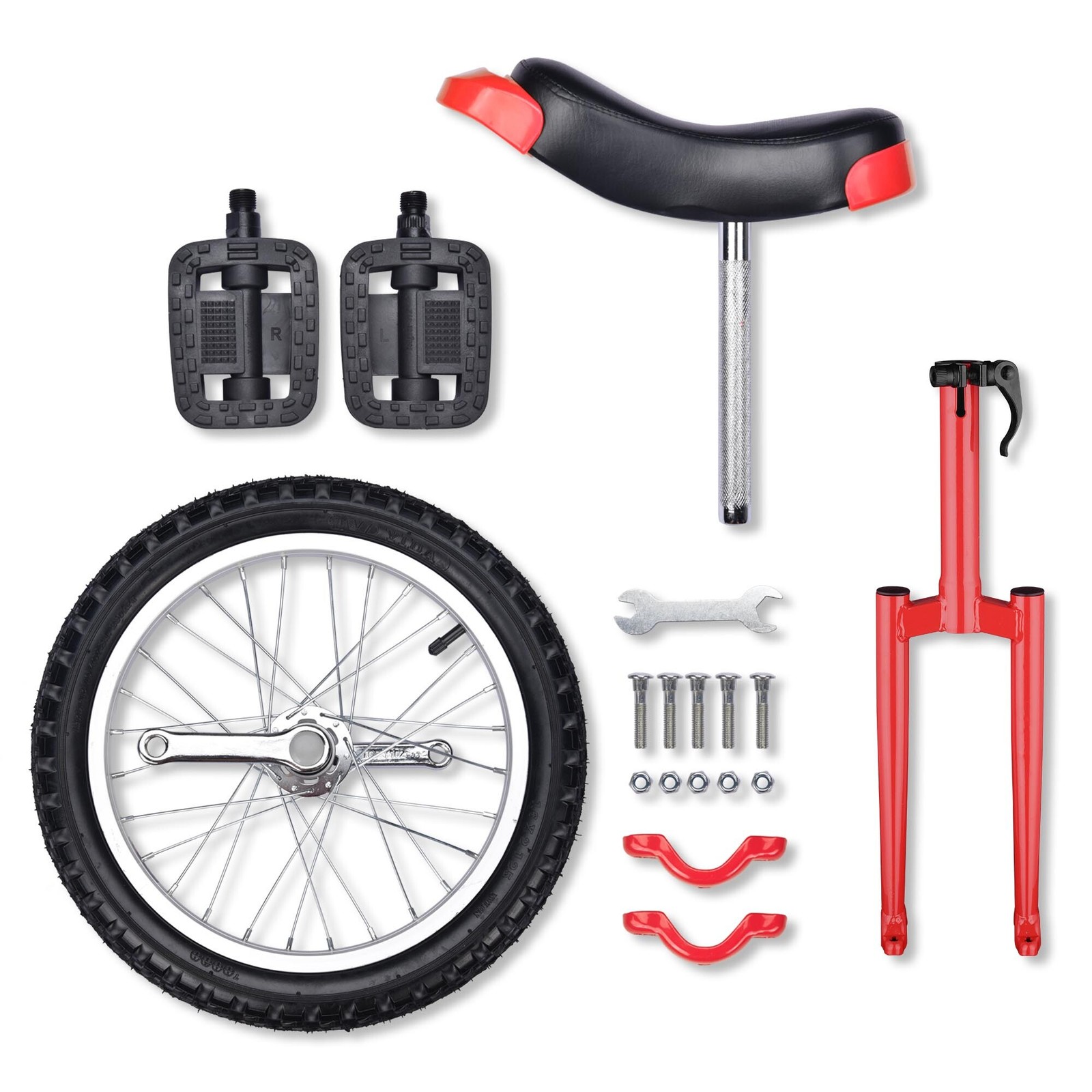 Xcceries 16In Wheel Unicycle Skidproof Mountain Tire Cycling Sport Exercise Red