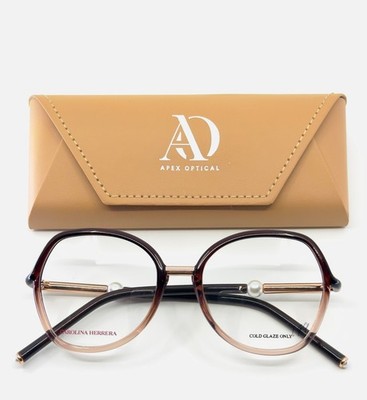 CAROLINA HERRERA HER0080 08M Brown Womens Butterfly Eyeglasses 53-18-145 B:49