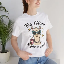 Too Glam Llama Short Sleeve Tee | Fun Gift for Pet Lovers, Casual Wear