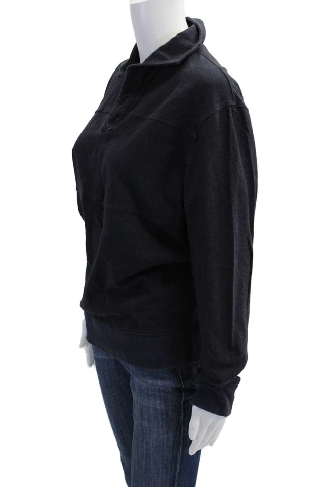 Cremieux Womens Textured Long Sleeve Collared Button Sweater Navy Size M Foto 2 de 4