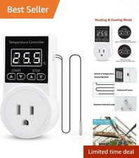 Wall-Mountable Digital Thermostat Plug with Memory Function - Ideal for Reptiles
