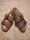 J Slides Metallic Leder Baha Sandalen Größe 9 grau