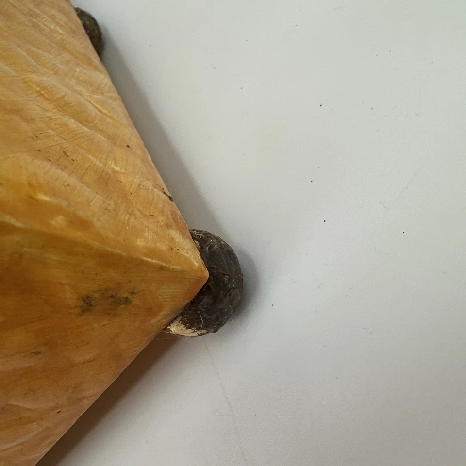 Cartera de madera texturizada vintage floral Crackle Decoupage años 60 mango Lucite Foto 3 de 4