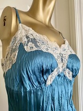 90s Y2K Vintage Camisole Lace Trim Tank Top Satin Coquette Fairy Lingerie Size M