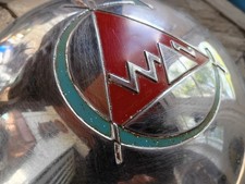 1950s Camper Chrome Teepee Hubcap C Logo Red Blue Trailer Vintage Wall Hanger 