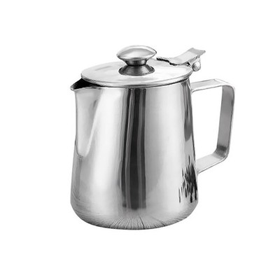 Edelstahl Kaffee Tee Kanne Aufschäumkanne Maschine Bar Utensil mit Deckel