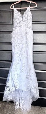 Merry s White Lace V-Neck Sleeveless Mermaid Fit & Flare Full-Length Dress