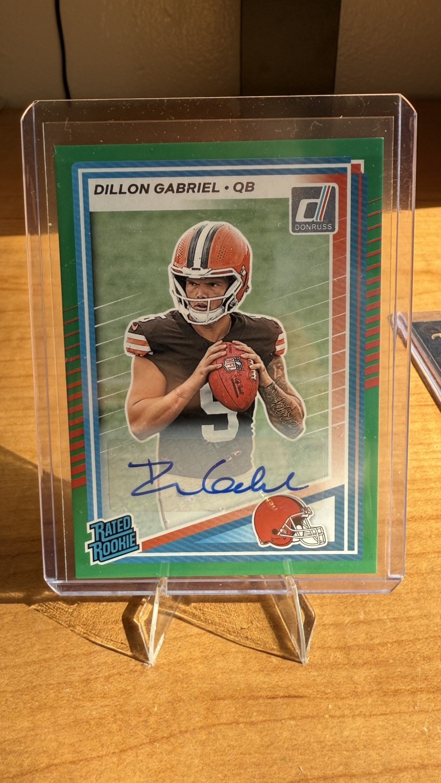 2025 Donruss Dillon Gabriel Rated Rookie Auto Green #316 Cleveland Browns RC