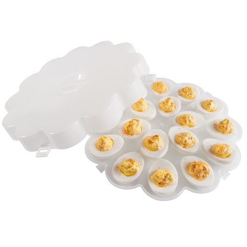 Deviled Egg Trays Snap On Lids Set of 2 Platter Carrier Plates Safe 