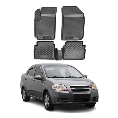 OMAC Floor Mats Liner for Chevrolet Aveo 2004-2011 Black TPE All-Weather 4 Pcs